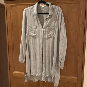 EUC supersoft gray cloth & stone flanel button down dress